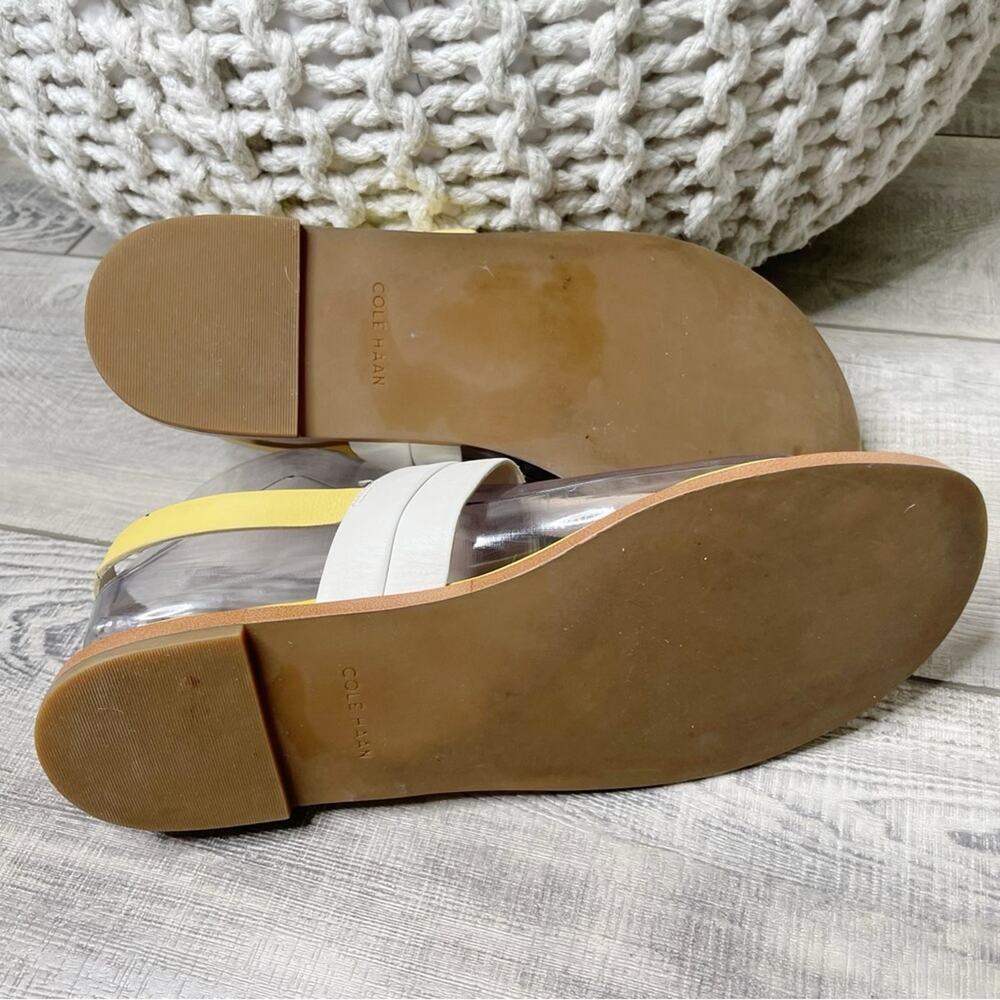Cole Haan Grand 360 Leather T-Strap Thong Sandals Yellow White Size 8M - Picture 7 of 7